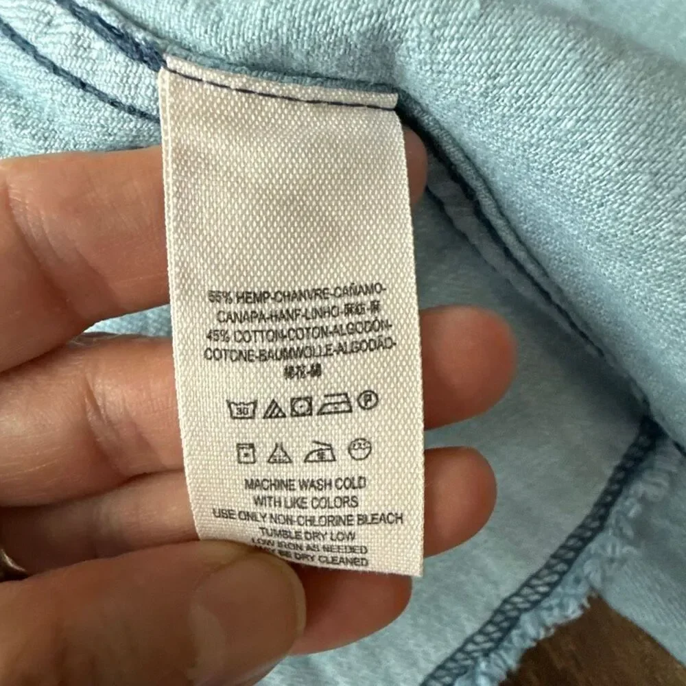 NWT Free People raw hem denim swing jacket womens size XS blue hooded hemp cotto - Picture 9 of 12